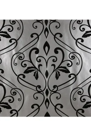 Dutch Wallcoverings Promo Delux Vliesbehang Damast Zwart/Zilver 7265-7 Koop Vandaag